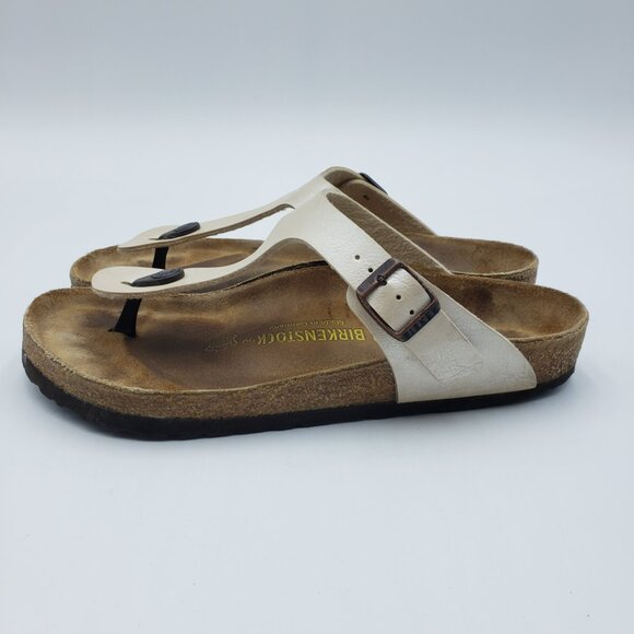 Birkenstock Gizeh Thong Sandals 39 Womens Slip On Leather Pearl White - Picture 4 of 9